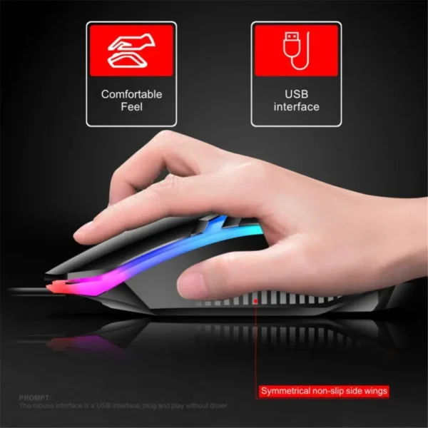 Teclado e mouse com fio retroiluminado arco-íris, teclado flutuante forte, resistente ao desgaste e sensação confortável para escritório de negócios - Imagem 4