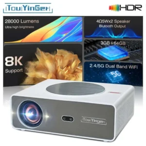 Touyinger Q11W 4K 8K Led Home Theater Eletrônicos Dispositivos de videogame Projetores 5G Projetor de filme Full HD