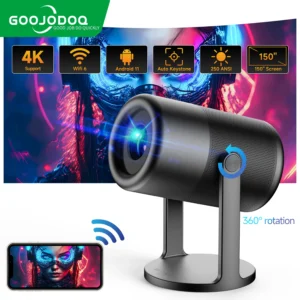 Projetor GOOJODOQ 1080P 4K Ultra HD 150ANSI 2.4G + 5G suporte WIFI6l BT5.1 projetor inteligente portátil de home theater