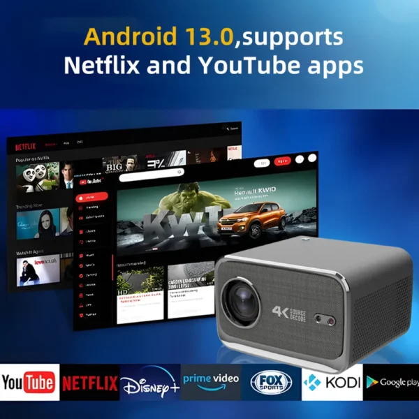 WZATCO Novo P20 Android 13.0 6G WiFi Smart Full HD 1080P 4K Projetor LED Foco Automático para Home Theater LED Projetor Beamer - Imagem 5