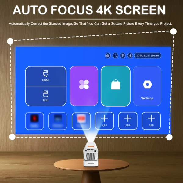 WOOPKER HY260 Pro Projetor Foco Automático Fornecido 4K Android 11 Wifi6 BT5.4 330 ANSI Assistente de Voz Portátil à Prova de Poeira Casa - Imagem 4