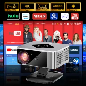 Projetor Horlat 40000 Lumens Full HD 1080P Projetor 4K Suporte Android12 WiFi 6 Home 3D Theater Beamer Projetor Externo HDR10