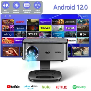 XWBSY 40000Lumens Projetor Portátil 4K Android 12.0 Projetor de Luz Diurna 64G 8K Vídeo Home Theater AutoFocus Projetor Inteligente