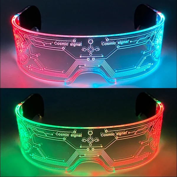Acrílico led luminoso óculos de festa brilho neon light up visor óculos dj bar festa eyewear para o dia das bruxas natal