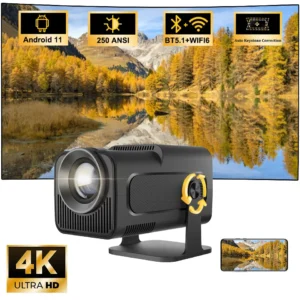 Projetor 4K Full HD HY320 KaiAqua WiFi6 250 ANSI Lumen Auto Keystone Correction Bluetooth 5.1 Dispositivo de Home Theater Projetor LED