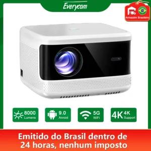 Everycom T5W Projetor Full HD Home Theater Cinema Beamer Suporte 4K Projetor LED com Android 5G wifi Foco Elétrico Smart TV