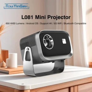 Touyinger L081mini Portátil 360 ° Projeção rotativa Android 11 Dual-band Wi-Fi 6 Suporte 4K 1080P Projetor de home theater