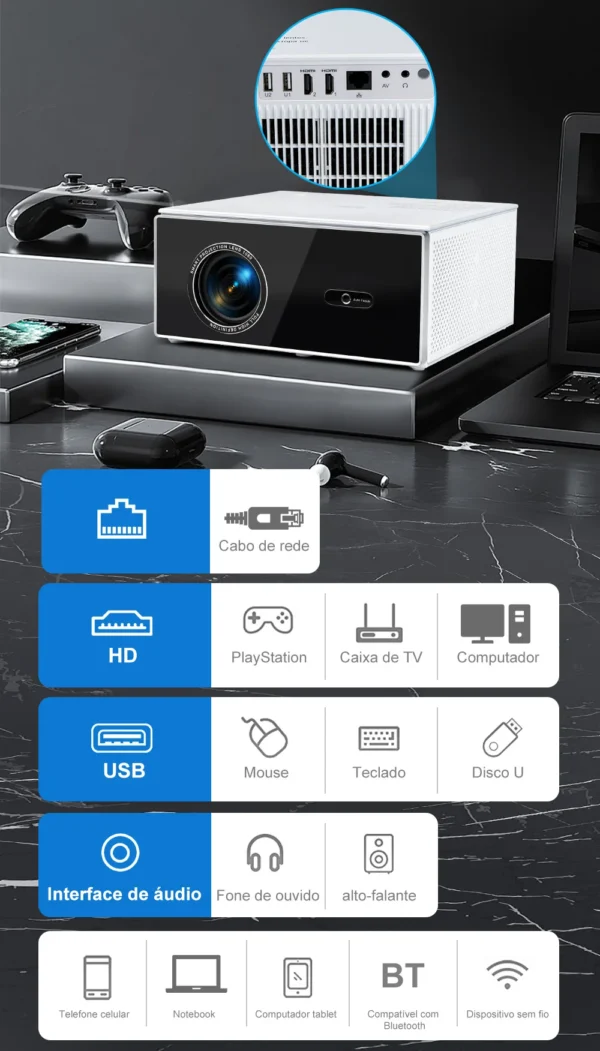 ThundeaL-Projetor de feixe de Home Theater TDA7 para reunião ao ar livre, Full HD 1080P, 2G 32G, Android 13, WiFi 6, 2K, 4K, 1080P,projetor 4k portátil projetor home theater - Imagem 6