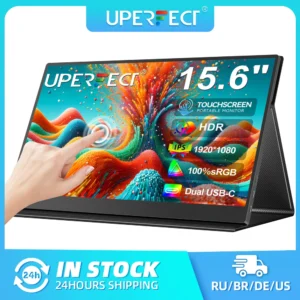 UPERFECT 15.6" Touch Screen Monitor Portátil 1080P FHD IPS Gaming Display USB-C com Alto-falantes Mini HDMI para PS5 PS4 Xbox Series NS Laptop PC
