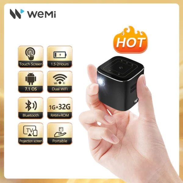 Projetor Android Portátil e Portátil Inteligente, 4K WiFi, Controle de Toque D048A, Home Theater ao ar livre, Ultra Mini Projetor