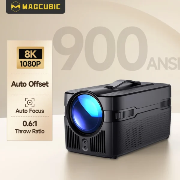 Projetor Magcubic Auto Focus HY450C Ultra Short Throw com deslocamento automático 1080P 8K HD 900 ANSI WiFi6 BT5.4 Allwinner H716 Voz