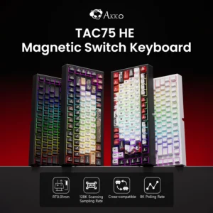 Akko tac75 he teclado de interruptor magnético 75% teclados para jogos gatilho rápido 0.01mm 8k rgb com fio esports teclado personalizado para gamer