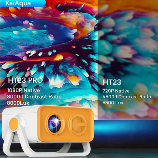 650ANSI HT23 PRO 4K Projetor Portátil Nativo 1080P Foco Automático Correção Keystone Android 13 BT5.2 WIFI 6 Home Cinema - Imagem 6