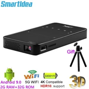 Smartldea Novo Mini Projetor Portátil Inteligente Android9.0 WIFI Vídeo Pico LED Projetor DLP Home Theater Full HD 1080P 4K Cinema 3D