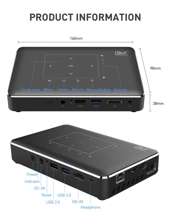 WZATCO P10 DLP Projetor 3D Smart WIFI MINI Projetores Suporte FULL HD 4K Home Theater LED Beamer Projetor Bateria embutida - Imagem 5