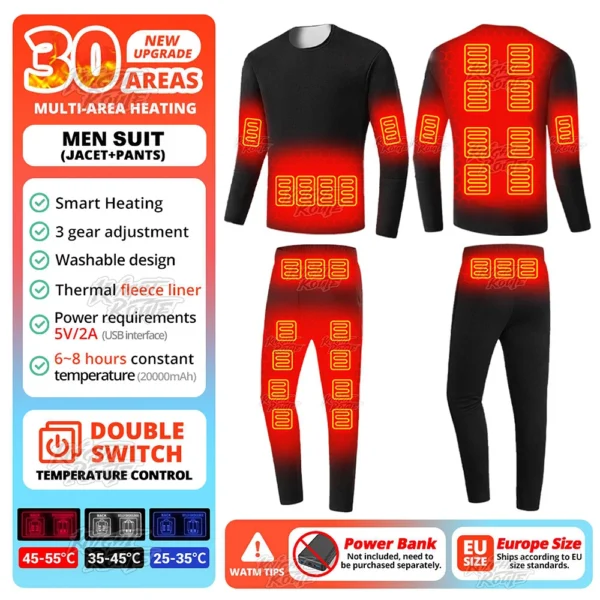 Kit Completo Roupa Térmica USB Aquecida - 30 Áreas de Calor! - Imagem 2