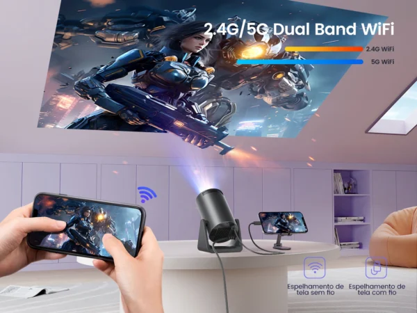 Mini projetor Wimius L1 com suporte a 1080P 300 ANSI Android 11 Wifi Bluetooth Projetor de filme portátil para áreas externas com Keystone automático para telefone/stick de TV/laptop - Imagem 4