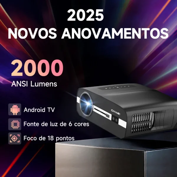 Projetor Ultra HD 4k com 2.000 ANSI Lumens Home Theater Smart Android TV Projetores de feixe de luz diurna 5G WIFI PK dLp LAsEr Projetor