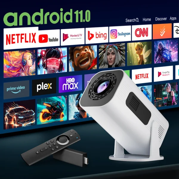 Salange P330W Mini Projetor Android 11 280 ANSI 4K 8K 1080P Wifi6 BT5.0 Projetor portátil de cinema em casa Android/IOS Video Theater - Imagem 3