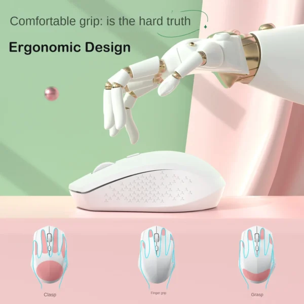 Mouse Bluetooth 5.2 + 2.4G Dual Mode - Silencioso, Recarregável 1600DPI para Games (Win/Mac) - Imagem 6