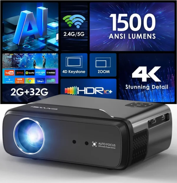 Projetor 4K Full HD 1080P para filmes Android WiFi Projetor de feixe de home theater Projetor de feixe de reunião de filmes de vídeo ao ar livre