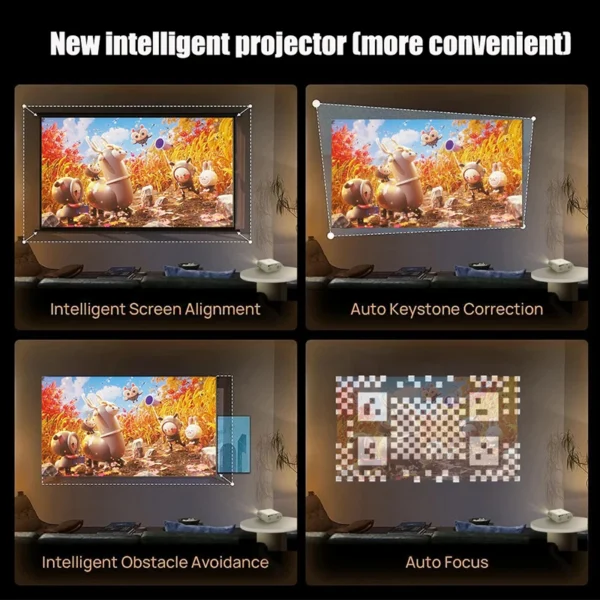 DITONG Projetor 4K Android com Dual WiFi 6 e Bluetooth Auto Keystone Foco Automático Home Theater HD Native 1080P Filme ao ar livre - Imagem 4