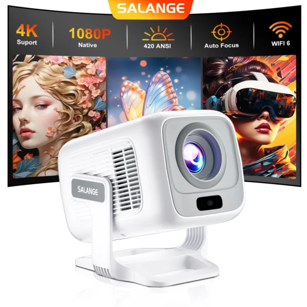 Salange hy260max 4k projetor nativo 1080p android 11 wifi6 bt5.4 foco automático/espelho keystone vertical smartphone cinema feixe hd