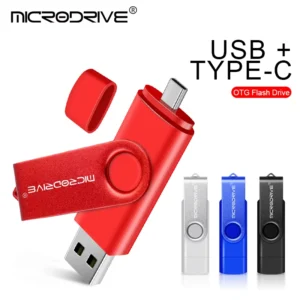 Metal OTG USB Memory Stick, Tipo C Pen, Flash Drive, 2 em 1, 4GB, 8GB, 32GB, 64GB, 128GB