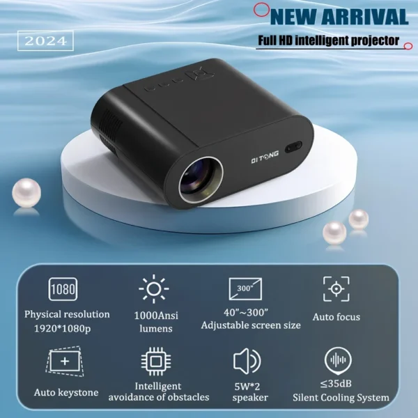 DITONG Full HD 1080P Projetor 5G LED 4K Auto Keystone Video Proyector Feixe de Filme Projetores Android Home Theater Cinema Beamer - Imagem 3