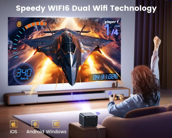 Projetor Wimius K9 4k 30000Lumens Netflix Oficialmente Foco Automático/Keystone FHD 1080p WIFI 6 Suporte Bluetooth Dolby Home Theater - Imagem 8
