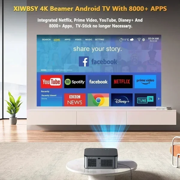 Xylbsy 25000 lúmens android projetor 4k wifi6 bluetooth 5.1 foco automático/projetor keystone vídeo home theater projetor beamer - Imagem 3