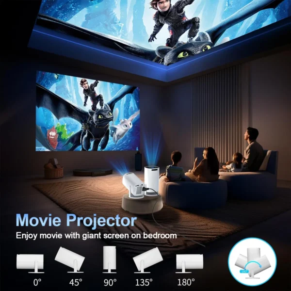 Mini Projetor com WiFi e Bluetooth, Suporte 4K, Sistema Android, Portátil para Home Theater, Negócios, Jogos - Imagem 5