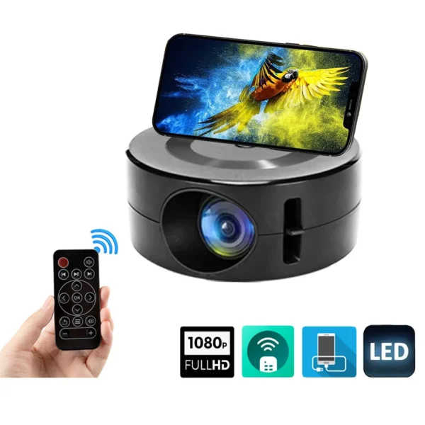 Mini Projetor de Home Theater, 180 ° Ângulo de projeção flexível 1080P USB nativo suporta compartilhamento de tela de smartphone adequado para casa - Imagem 3