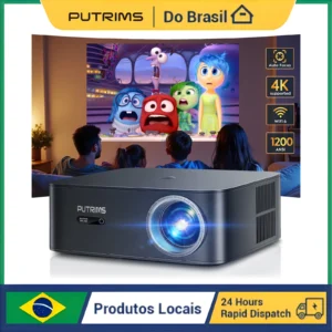 PUTRIMS K12 Projetor FHD 1080P Projetor Bluetooth WiFi Netflix Oficialmente e AI Auto Focus 1500 ANSI 30000 lumens Auto-foco 4K Suporte