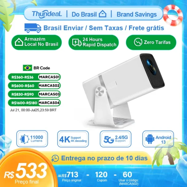 ThundeaL HD Mini Projetor TD90 PK TD80W 1080P WiFi Android TD80 Projetor Home Theater Cinema 3D Telefone Vídeo Projetor de filmes