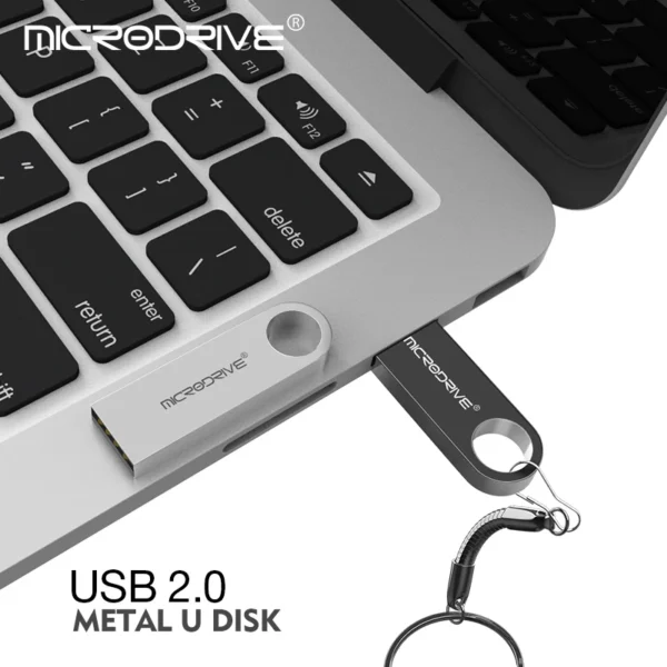 Metal USB 2.0 Flash Drive Pendrive 16GB 32GB 64GB Memory Stick U Disk 128GB Chaveiro Presente - Imagem 4