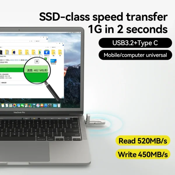 Movespeed usb 3.2 caneta de estado sólido 520 mb/s alta velocidade usb tipo c flash drive 1tb 512gb 256gb 128gb usb gen 2 pendrive flash - Imagem 6