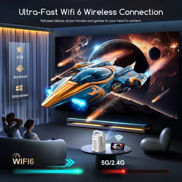 Everycom R16 1080P Projetor Full HD 4K Bluetooth WiFi 6 Android 12 16000 Lumens Foco Automático Projetor de Cinema de Home Theater Inteligente - Imagem 4