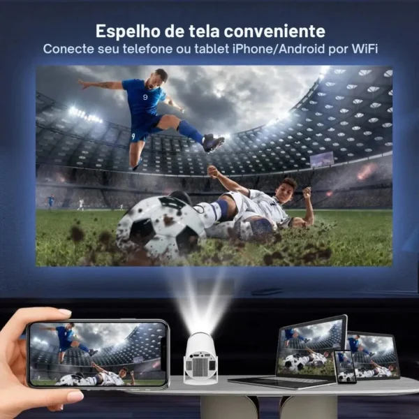 Projetor CineFlix 120 Polegadas Tela Gigante com 8000 Lumens Full HD 1080p 4K Bluetooth Wifi Netflix Youtube Spotify 🎥 - Imagem 6