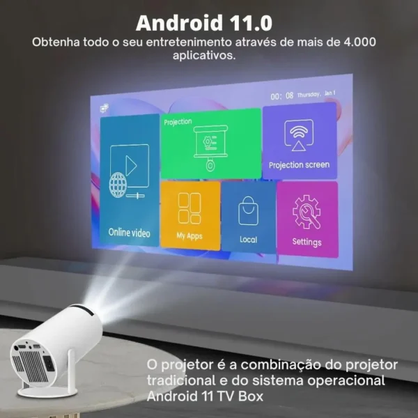 Projetor CineFlix 120 Polegadas Tela Gigante com 8000 Lumens Full HD 1080p 4K Bluetooth Wifi Netflix Youtube Spotify 🎥 - Imagem 7