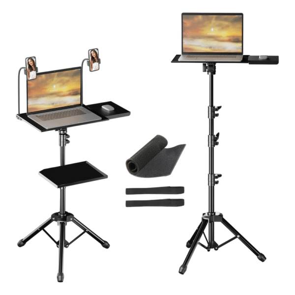 Tripé para projetor de 125cm, tripé para laptop, altura ajustável de 23 a 49 ", mesa de pé, computador ao ar livre, suporte para estúdio - Imagem 2