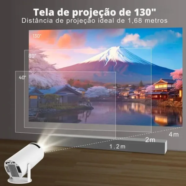 Projetor CineFlix 120 Polegadas Tela Gigante com 8000 Lumens Full HD 1080p 4K Bluetooth Wifi Netflix Youtube Spotify 🎥 - Imagem 5