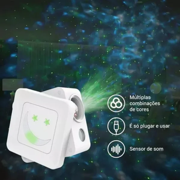 Mini Projetor Luminaria Abajur Galaxia Galaxys Wi-fi Touch Estrelas 6 Luas Nebulosa Quarto 3304 Luuk Young - Imagem 3