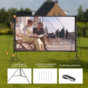 150 Polegada 4:3 portátil dobrável tela de filme hd vinco-resistente indoor ao ar livre tela do projetor para home theater escritório eletrônica