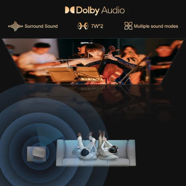Everycom HQ10W Projetor Full HD Dolby Áudio 4K Vídeo Smart TV para casa 1080P 26000 Lumen Projetores 2 + 64GB Projetor de cinema - Imagem 5