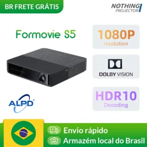 Venda Quente Projetor Laser Portátil Fengmi Formovie S5 ALPD 1100 ANSI Lumens 1080P Full HD Correção Automática MEMC 2+16GB Android TV Home Theater Mini Cinema Frete Grátis e Sem Impostos