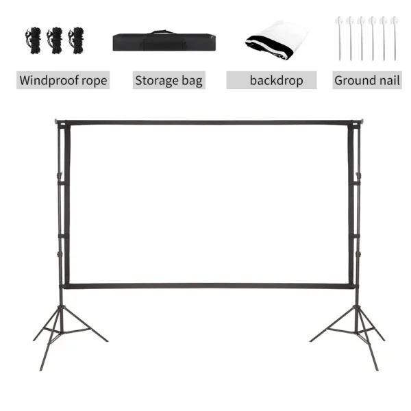 150 Polegada 4:3 portátil dobrável tela de filme hd vinco-resistente indoor ao ar livre tela do projetor para home theater escritório eletrônica - Imagem 5