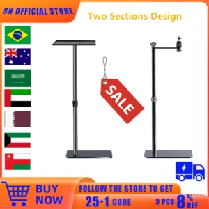 Sh suporte de projetor ajustável, altura de 128cm com bandeja ou pescoço de ganso com parafuso 1/4 adequado para montagem universal no teto do projetor