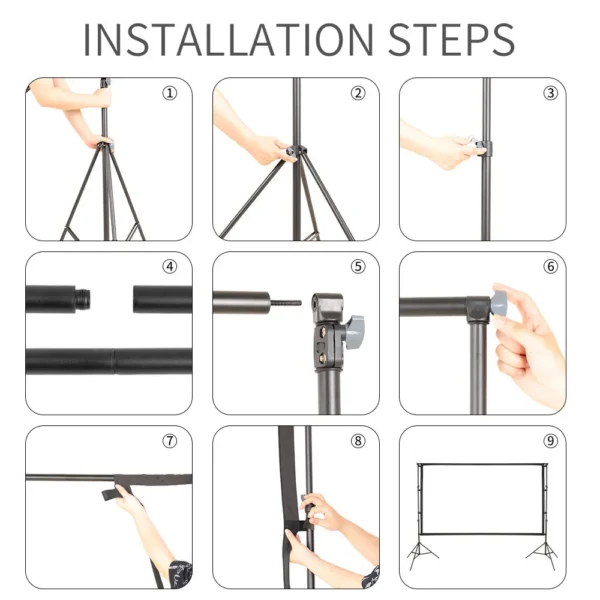 150 Polegada 4:3 portátil dobrável tela de filme hd vinco-resistente indoor ao ar livre tela do projetor para home theater escritório eletrônica - Imagem 6