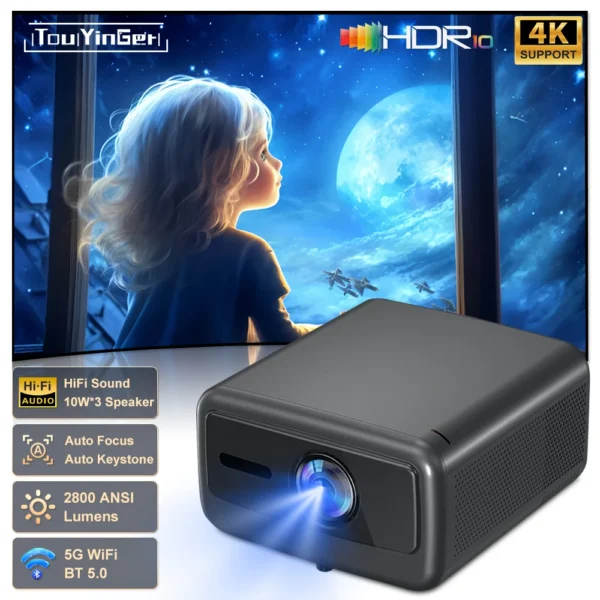 Touyinger Q12W pro 2800ANSI Full HD 4K Tela Dupla Wifi Bluetooth Projetor de Home Theater Inteligente - Imagem 3